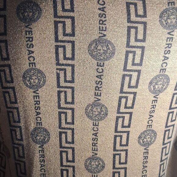 Versace Beige and Black Logo Long Sleeve Shirt Size Medium - Picture 6 of 7